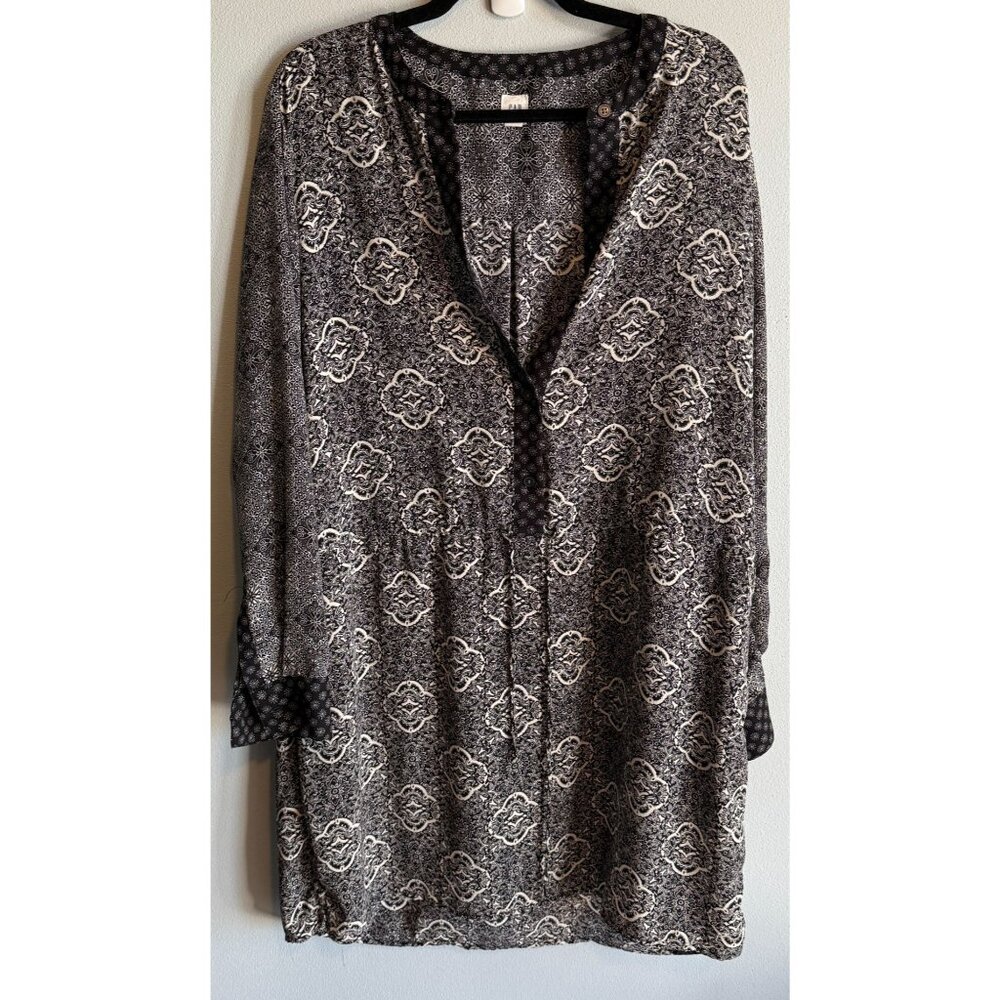 GAP Women Mandala Print Dress Large Popover Drawstring Waist Chiffon Boho Global
